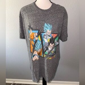 Dragon Ball Z Gray Graphic T-shirt Goku & Vegeta Saiyan Size XL